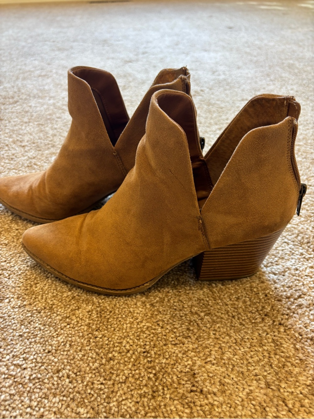 Classic Cognac Suede Ankle Boots - Women - Picture 3 of 5